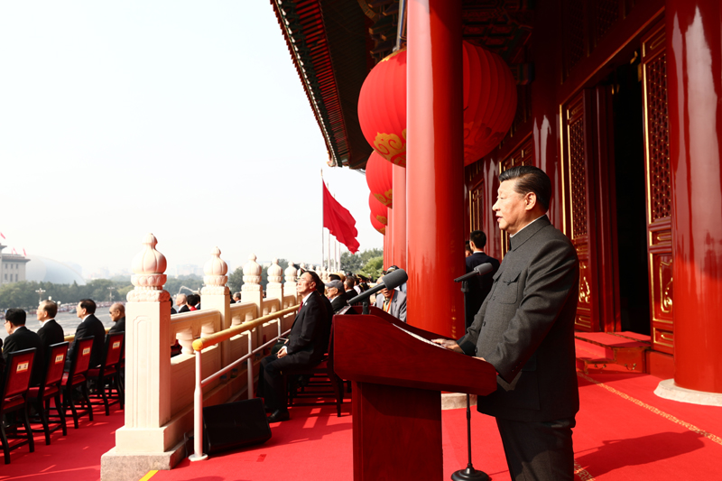 10月1日上午，慶祝中華人民共和國成立70周年大會(huì)在北京天安門廣場隆重舉行。中共中央總書記、國家主席、中央軍委主席習(xí)近平發(fā)表重要講話。